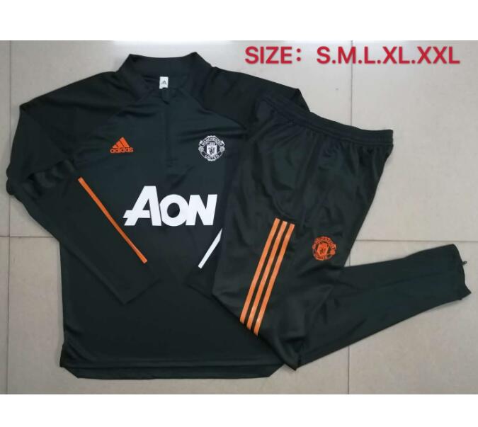 Manchester United Black Training Suits Sweatshirt with Pants 2020/21